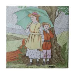 Bröllopsvirke April Showers Polychrome c1885 Repr Kakelplatta