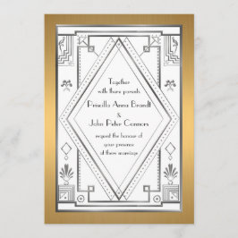 Bröllopsvisitkort,Underbar Gatsby,silver, guld Inbjudningar