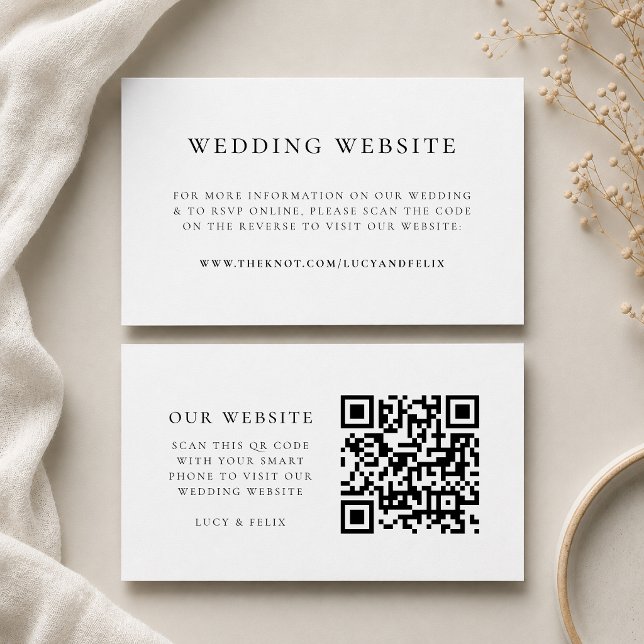 Bröllopswebb Enclosure Card | Smart RSVP Insert Tilläggskort (Direct guests seamlessly to your wedding website using this smart scannable enclosure card)
