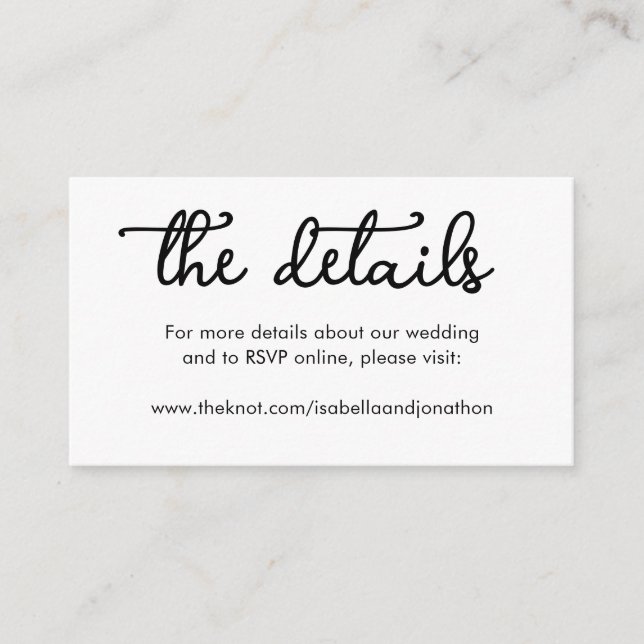 Bröllopswebbplats Inklusionskort Tilläggskort (Framsida)