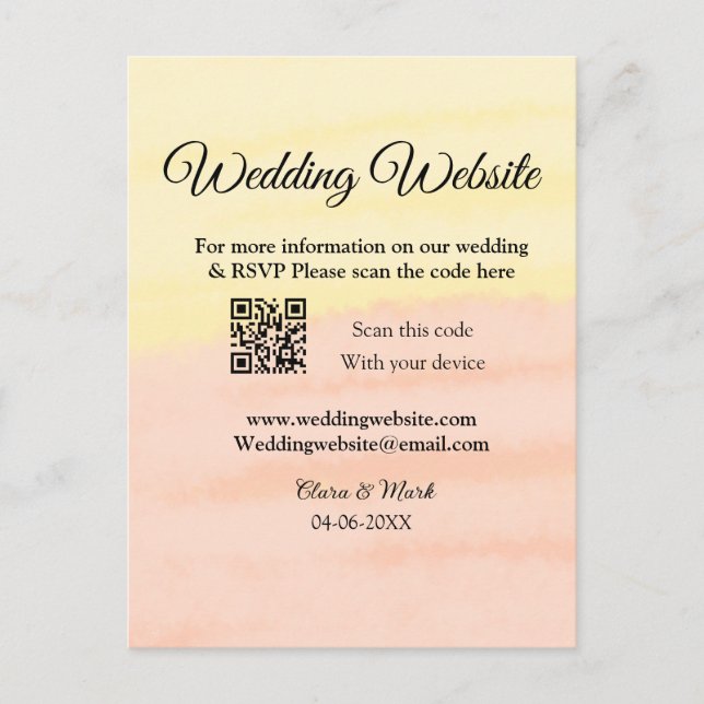 Bröllopswebbplats lägg till Q R-kod skanning lägg  Vykort (Framsida)