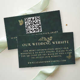 Bröllopswebbplats QR Fairycore Woodland Smaragd Gu Tilläggskort