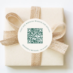 Bröllopswebbplats QR-information detaljer rsvp elf Runt Klistermärke