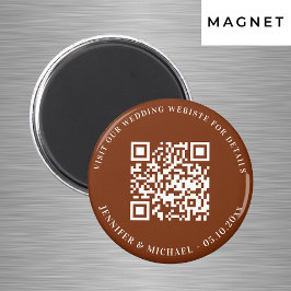 Bröllopswebbplats QR-kod detaljer rsvp bränd orang Magnet