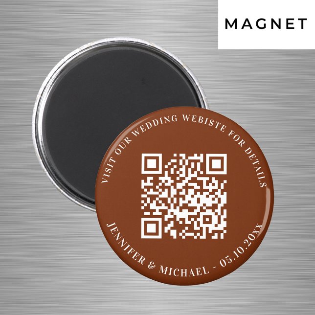 Bröllopswebbplats QR-kod detaljer rsvp bränd orang Magnet (Skapare uppladdad)
