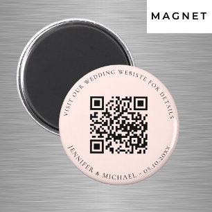 Bröllopswebbplats QR-kod detaljer rsvp rose gold Magnet