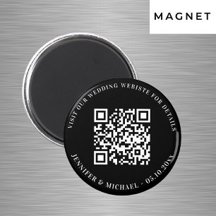 Bröllopswebbplats QR-kod detaljer rsvp svart vit Magnet