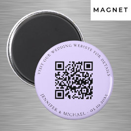 Bröllopswebbplats QR-kod detaljer rsvp violett Magnet
