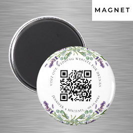 Bröllopswebbplats QR-kod detaljer svar lavendel Magnet