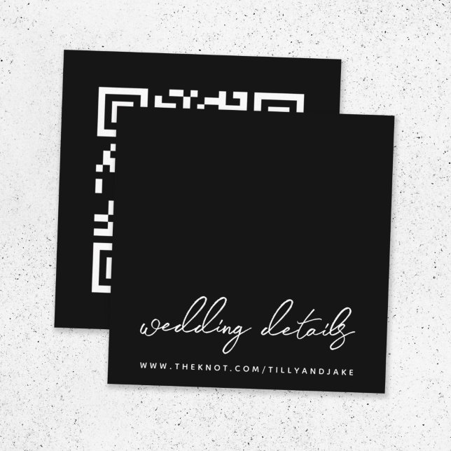 Bröllopswebbplats | QR-kod Minimalistisk Svart RSV Tilläggskort (Direct guests seamlessly to your wedding website using this smart minimal enclosure card)