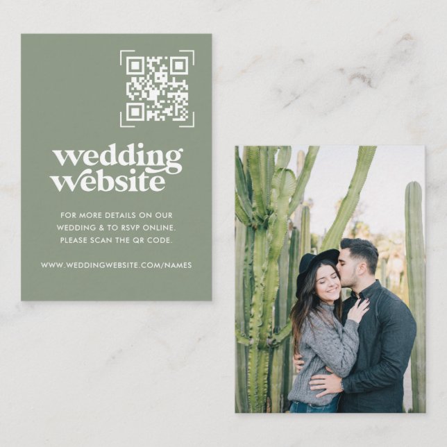 Bröllopswebbplats | QR-kod Skanna Foto Tilläggskort (Fram/baksida)