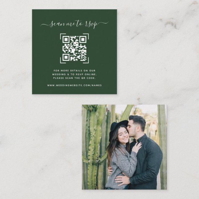 Bröllopswebbplats | QR-kod Skanna Foto   Tilläggskort (Fram/baksida)