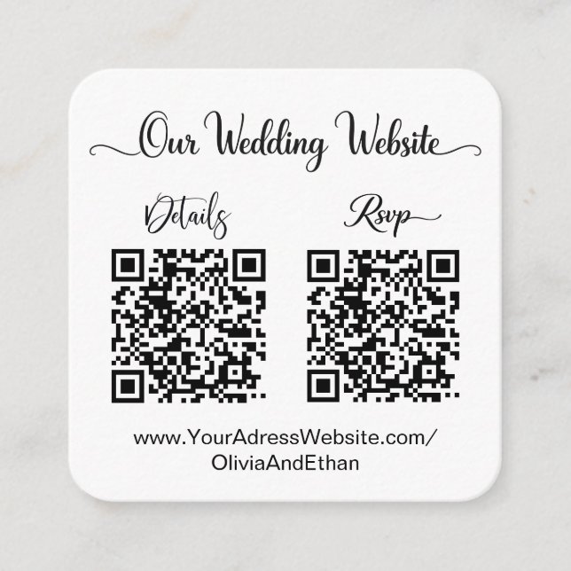 Bröllopswebbplats & RSVP Dubbel QR-kod Foto  Tilläggskort (Framsida)