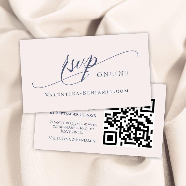Bröllopswebbplats RSVP online QR-kod Dammig blå Tilläggskort (Skapare uppladdad)