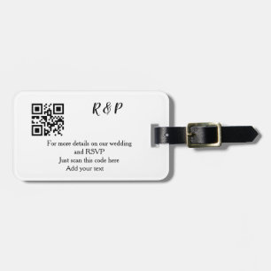 Bröllopswebbplats rsvp q r kod lägg till namn text bagagebricka