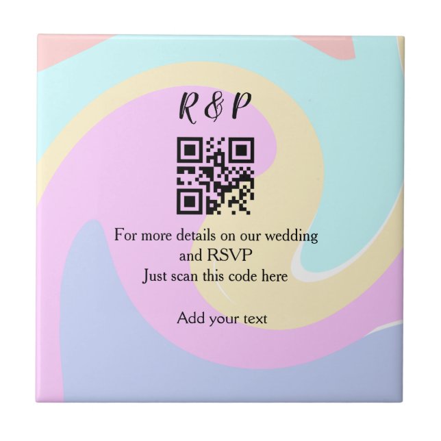 Bröllopswebbplats rsvp q r kod lägg till namn text kakelplatta (Framsidan)