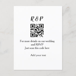 Bröllopswebbplats rsvp q r kod lägg till namn text vykort