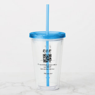 Bröllopswebbplats rsvp q r kod lägga till namn tex take away mugg