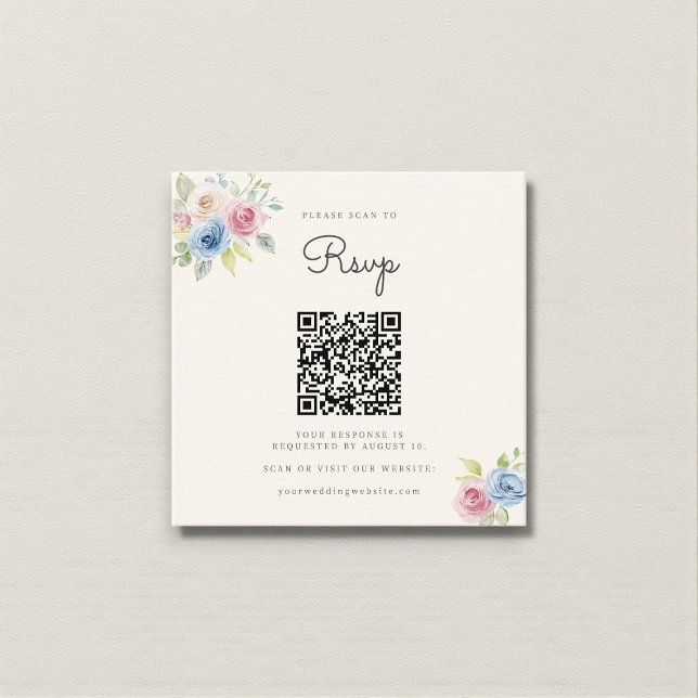 Bröllopswebbplats RSVP QR-kod Foto pastellfärgade  Tilläggskort (Skapare uppladdad)