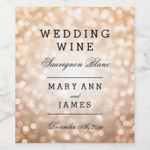 Bröllopvinetiketten förkopprar glitterljus vinflaska etikett