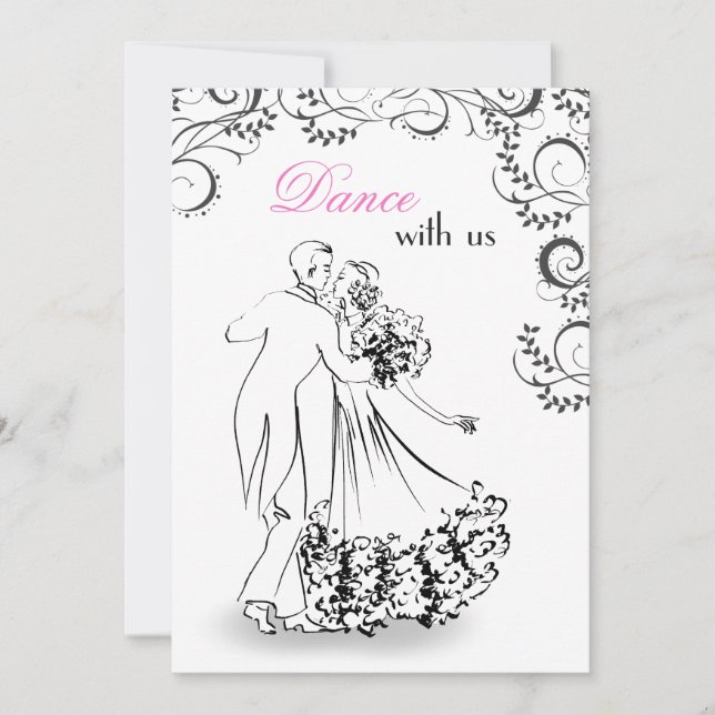 Bröllopvintagedansen kopplar ihop inbjudan (Framsida)