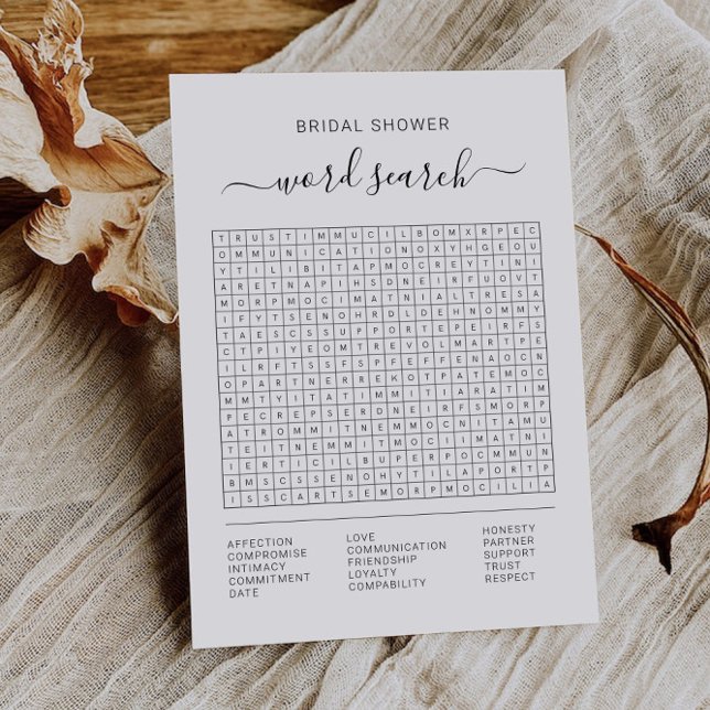 Bröllordsordlek Bröllopsfest Spel Utskriftbart Inbjudningar (Wedding Word Scramble Bridal Shower Game Printable Invitation)
