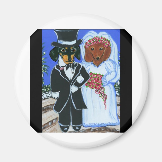 Bröllosdachshundar Magnet (Framsidan)