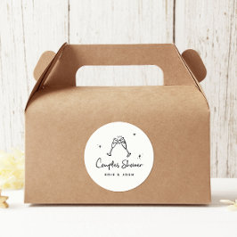 Bröllosdusch modern naturlig elegant handskriven runt klistermärke