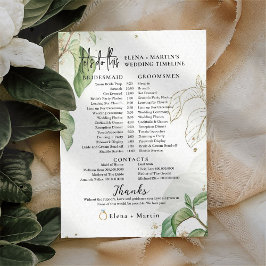 Bröllpsdag Tidslinje med blad och text