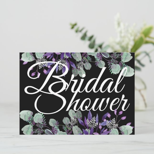 Bröllpsdusch Blommande Lila Blomma Vit Bokstav Inbjudningar (Stående Fram)