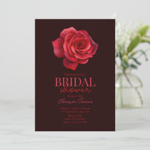 Bröllpsdusch Blommig röd Ros Elegant Bröllpsdusch Inbjudningar