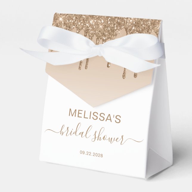 Bröllpsdusch Elegant Guld Glitter Dropp Skrift Presentaskar (Framsidan Sidan)