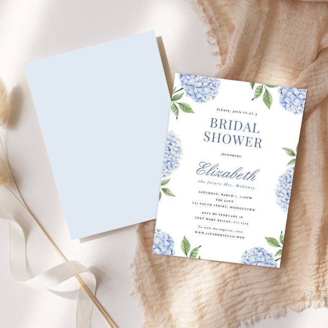 Bröllpsdusch Klassisk Blå Hortensia Blomma Inbjudningar (Skapare uppladdad)