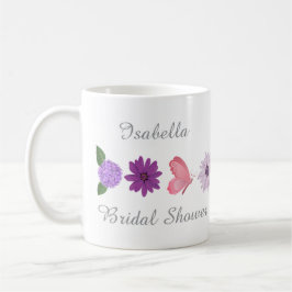 Bröllpsdusch med blommor och fjärilar, anpassat n Kaffemugg