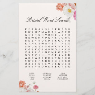Bröllpsdusch Ordsök Floral Spelkort