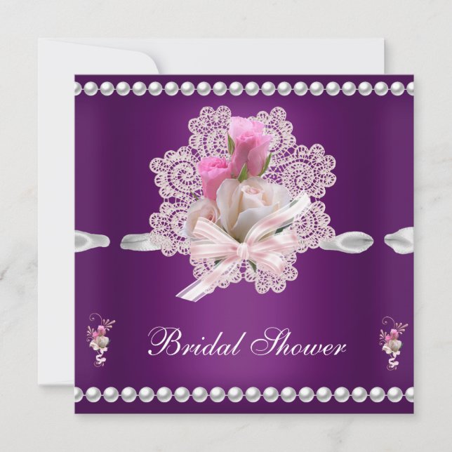 Bröllpsdusch Plumpröda Blommor Bröllop Inbjudningar (Framsida)