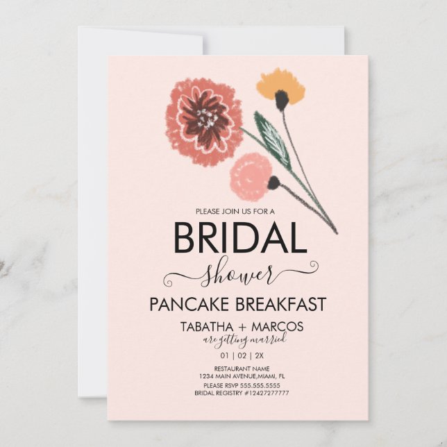 Bröllpsdusch Vilda Blommor Handritad Konst  Inbjudningar (Framsida)