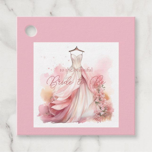 Bröllpsdusch Vit Bröllopsklänning  Gåvor Etiketter (Framsida)