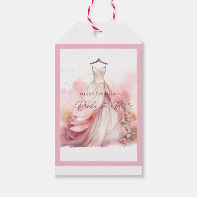 Bröllpsdusch Vit Bröllopsklänning  Presentetikett (Framsidan)