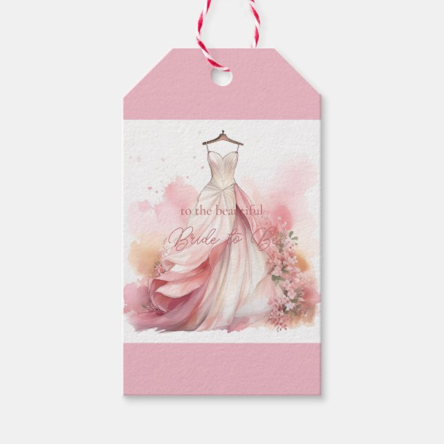 Bröllpsdusch Vit Bröllopsklänning  Presentetikett (Framsidan)