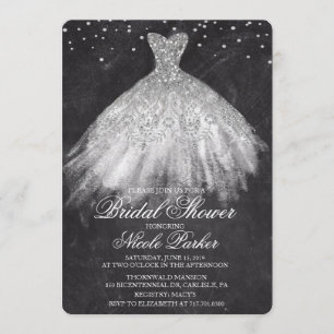 Bröllpsfest Glitter Klänning Diamant Inbjudan