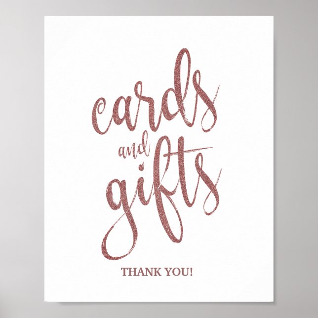 Bröllpsskylt i roséguld med glitter poster (Framsidan)