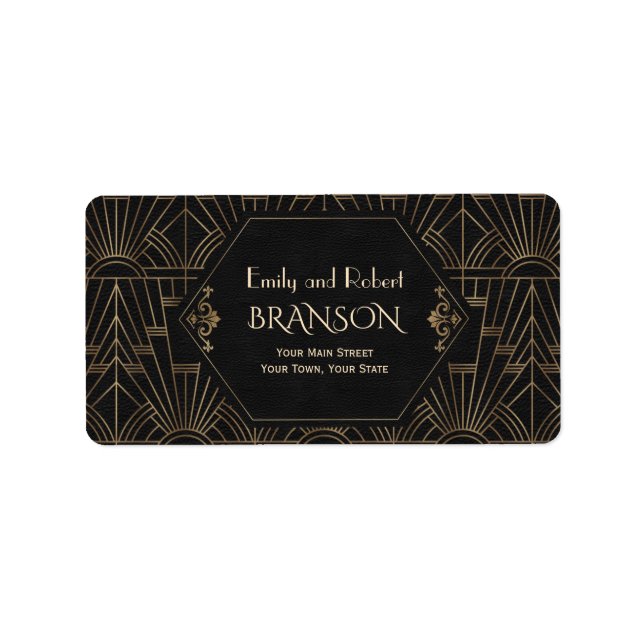 Bröllsadress i Art Deco-stil från Glada 20-talet i Adressetikett (Framsidan)
