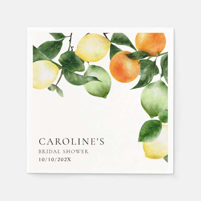 Bröllsdus Citrus Frukt Akvarell Pappersservett (Framsidan)