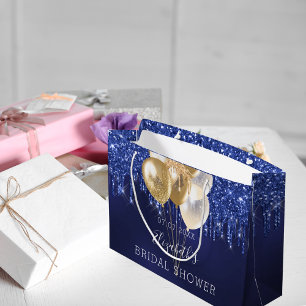 Bröllsdusch marinblå guld glitter dropp ballonger
