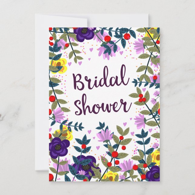 Bröllsdusch Vintage Blommor Inbjudningar (Baksida)