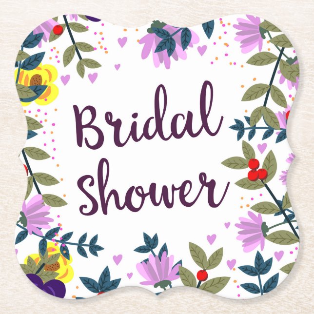 Bröllsdusch Vintage Blommor Underlägg Papper (Framsida)