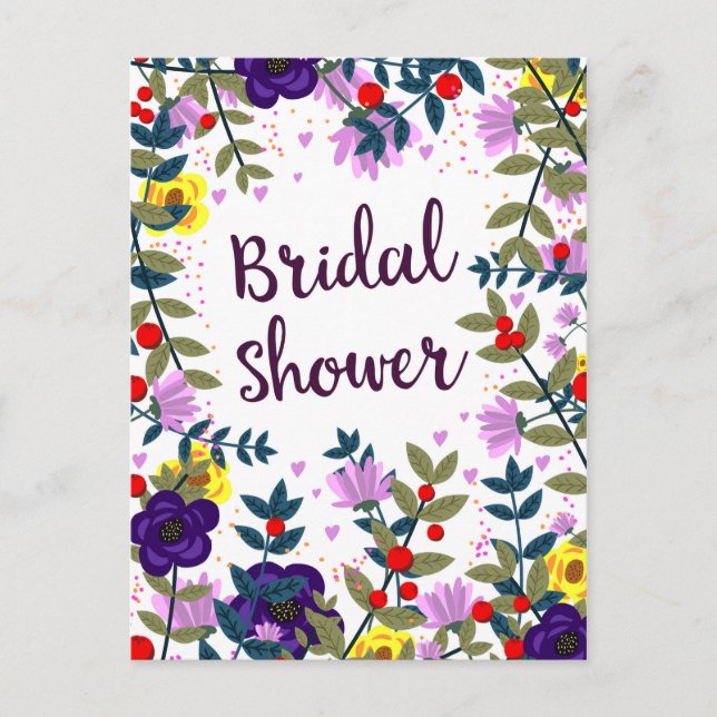 Bröllsdusch Vintage Blommor Vykort (Framsida)