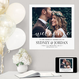 Bröllskap Välkommen Elegant Kalligrafi Fyrkantig F Poster