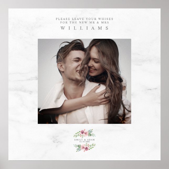 Bröllsleliga önskningar Gäst Foto Romantisk Krans Poster (Framsidan)